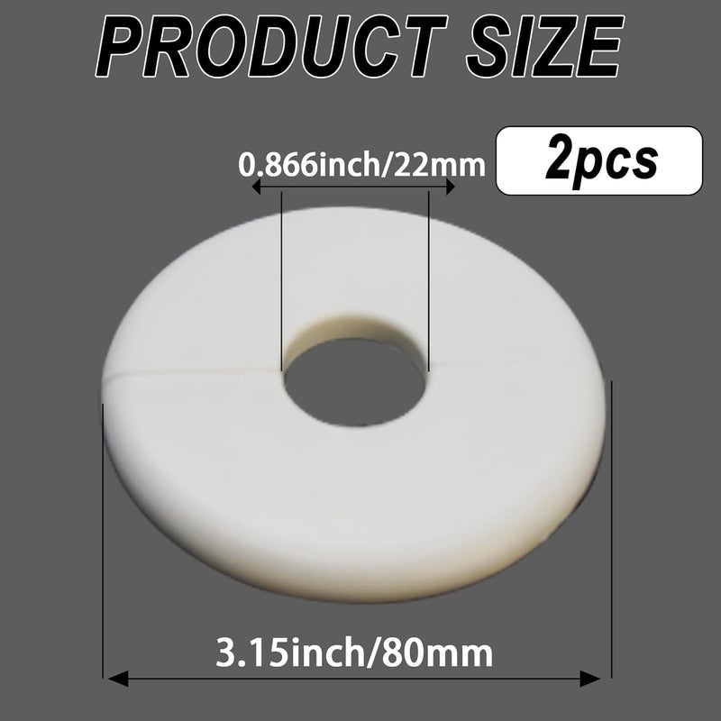 CAcoverVA 2 Pack Wall Split Flange for 0.87 Inch/22mm OD Pipe ABS Escutcheon Plate Self-Adhesive Round Plumbing Cover Plates for Water Pipe Faucet Decoration, White - Image 2